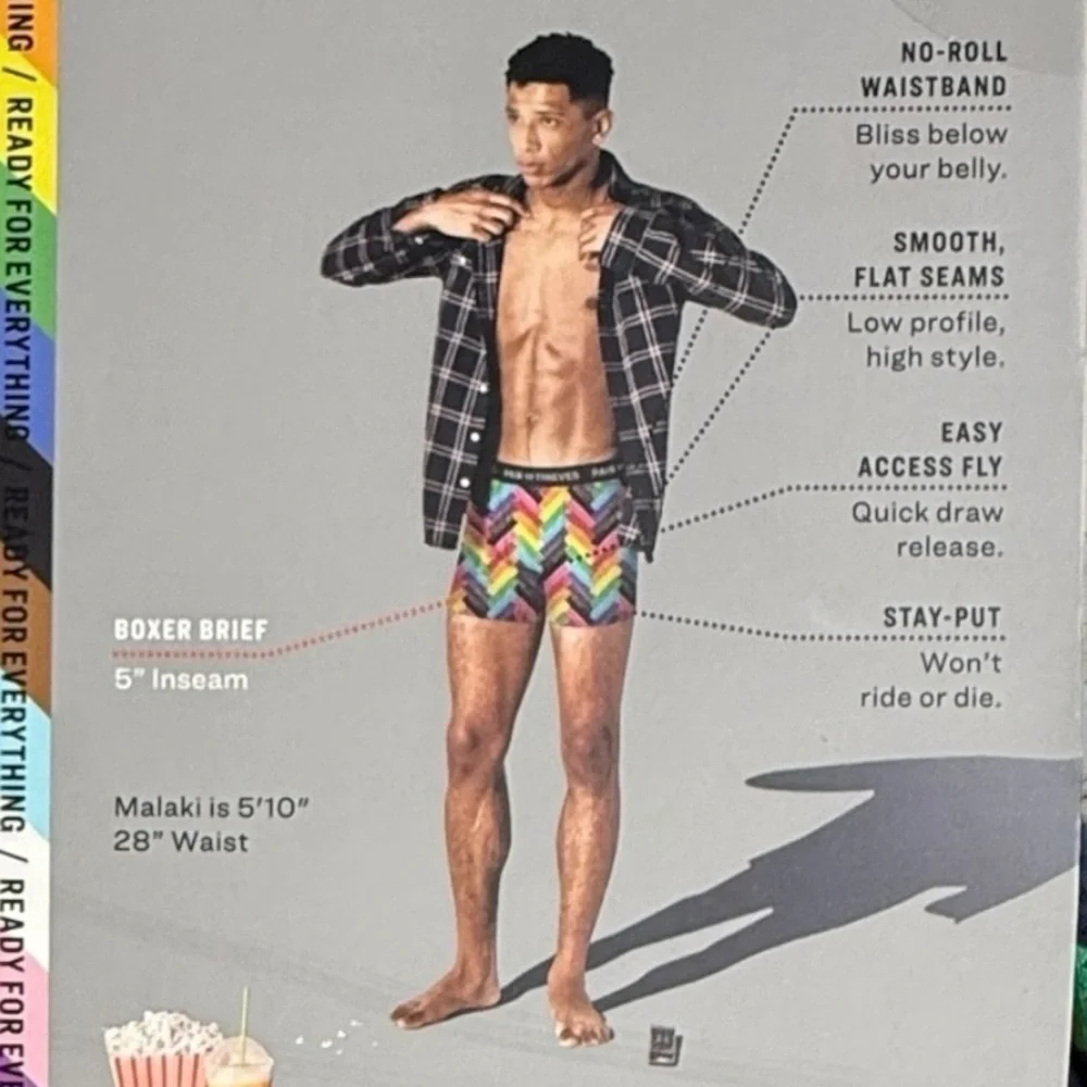 NWT Pair Of Thieves Pride Boxer Briefs The Trevor Project with Rainbows. Size S